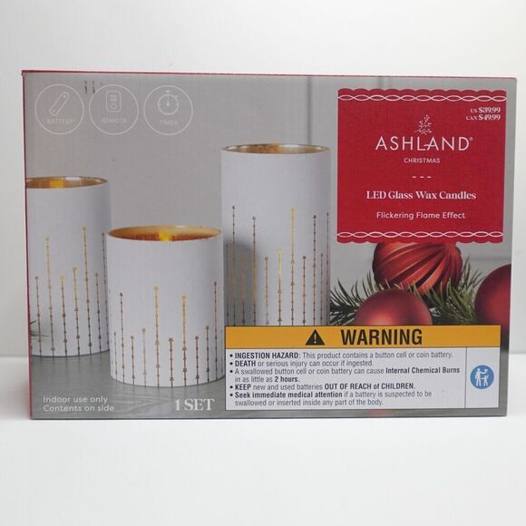 Ashland White Star LED Glass Wax Candle Set - Picture 1 of 6
